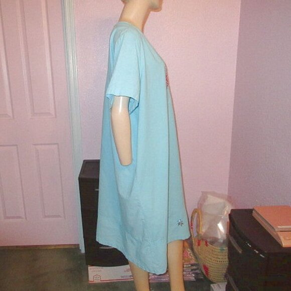 Vtg Jane Ashley Gauze Midi Dress Size 3X Embroidered Sequins Short Sleeves 90s - Picture 6 of 10